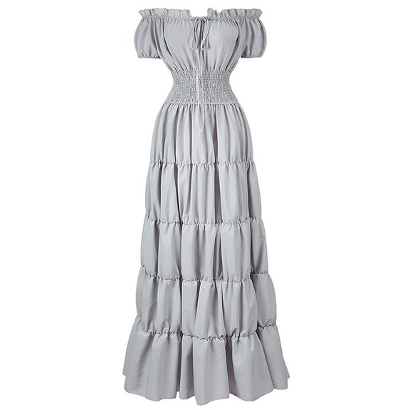 Jzuxvd Renaissance Costume Women Medieval Chemise Dress Pirate Peasant Dress Peasant Tops Irish Under Dress Light Gray XL