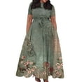 thumbnail image 1 of Jzuxvd Short Sleeve Maxi Dress Casual Plus Size Crewneck Long Dress Elegant Formal A Line Smocked Flowy Party Dress Mint Green XL, 1 of 4