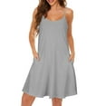 thumbnail image 1 of Jzuxvd Sleepwear Nightgowns for Women Built in Shelf Bra Casual Sexy Padded Full Under Dresses Light Gray 3XL, 1 of 7