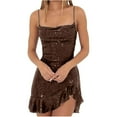 thumbnail image 1 of YDDIAN Spaghetti Straps Sparkly Sequin Homecoming Dress Short Backless Cocktail Party Gowns for Women 2024 Coffee XS, 1 of 4