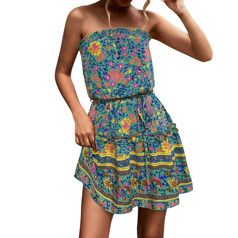 Vintage print a line high waisted dress deals