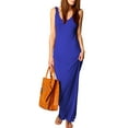 thumbnail image 1 of Jzuxvd Women's Jersey V-Neck Tank Maxi Length Dress Blue 3XL, 1 of 6