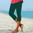 thumbnail image 1 of Jzuxvd Womens High Waist Basic Solid Cotton Soft Capri Leggings Dark Green S, 1 of 5