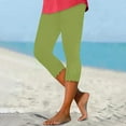 thumbnail image 1 of Jzuxvd Womens High Waist Basic Solid Cotton Soft Capri Leggings Fluorescent Green 3XL, 1 of 5