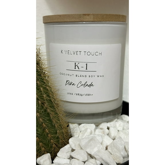 K-1 Coconut Blend Soy Wax 1 Wick Aromatic Candle Glass Jar 3.8" x 2.95"  Piña Colada 1 Unit