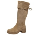 thumbnail image 1 of K-142 Khaki Ladies Fashion Casual Versatile Round Toe Block Heel Knee High Boots Fall Winter Style Comfortable Slouchy Footwear, 1 of 9
