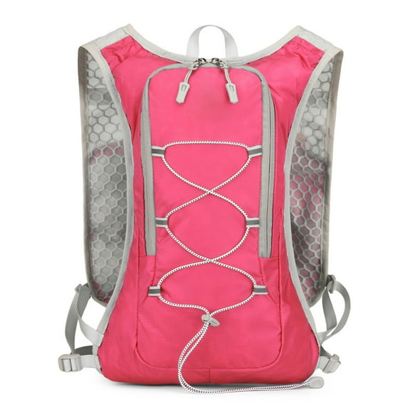 K-167 Hot Pink Running Cycling Backpack Waterproof Lightweight Nylon Multi Storage Reflective Activity