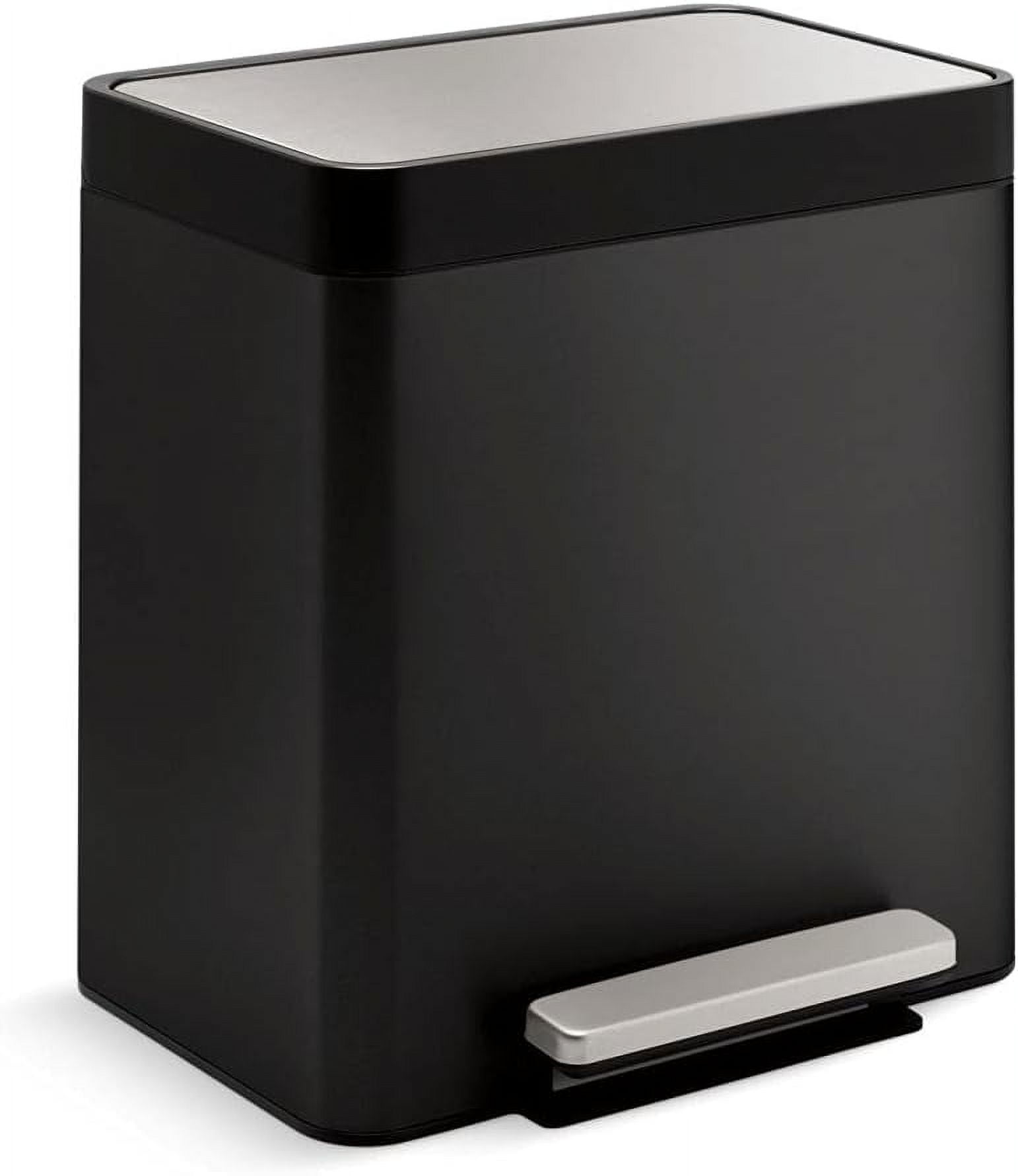 8-Gallon Black Stainless Steel Step Trash Can with Pedal