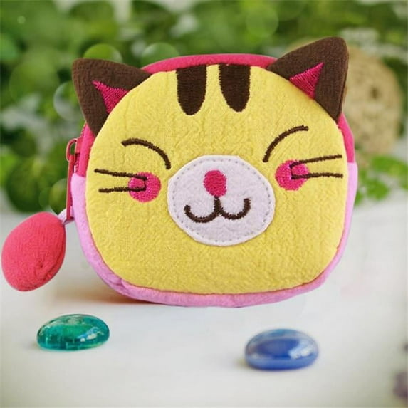 K-219-CAT Funny Cat Embroidered Applique Fabric Art Wrist Wallet / Coin Purse / Wrist Pack