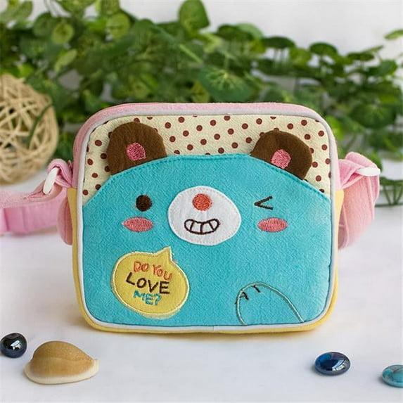K-220-BEAR Lovely Bear Embroidered Applique Swingpack Bag Purse / Wallet Bag / Shoulder Bag