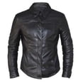 thumbnail image 1 of Unik 6846-00-BLK-XL Premium Leather Motorcycle Biker Leather Shirt Jacket for Ladies, Black - Extra Large, 1 of 1