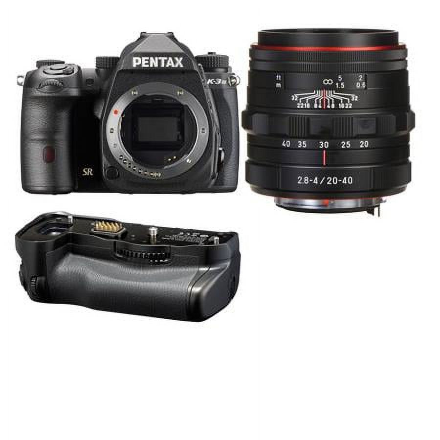 K-3 Mark III APS-C-Format DSLR Camera Black With HD DA 20-40mm F2.8-4 ED Limited  DC WR Zoom Lens, Black with Pentax D-BG8 Battery Grip, Black - image 1 of 4