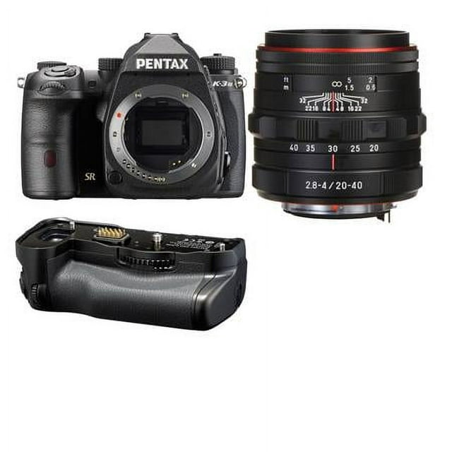 K-3 Mark III APS-C-Format DSLR Camera Black With HD DA 20-40mm F2.8-4 ED Limited  DC WR Zoom Lens, Black with Pentax D-BG8 Battery Grip, Black
