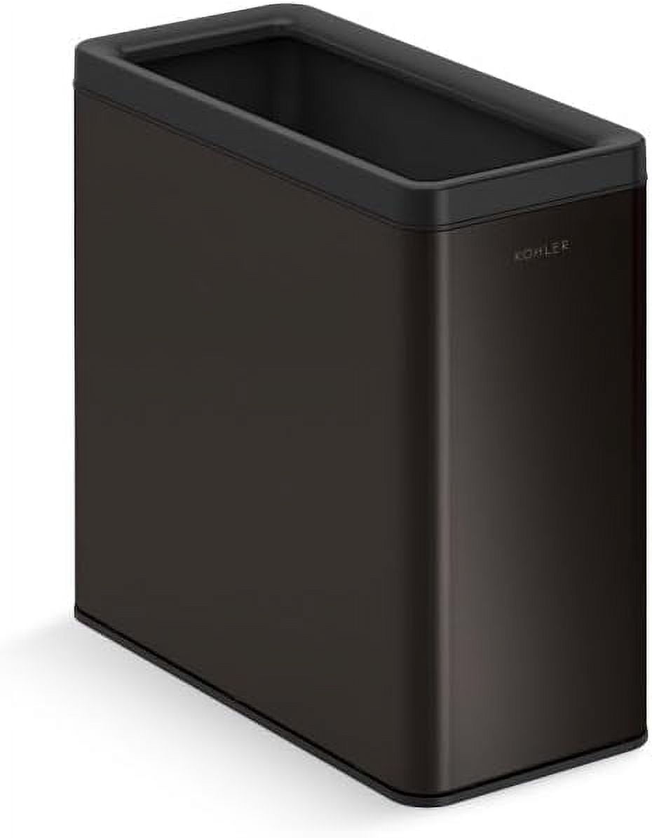 12-Liter Black Stainless Steel Open-Top Trash Can