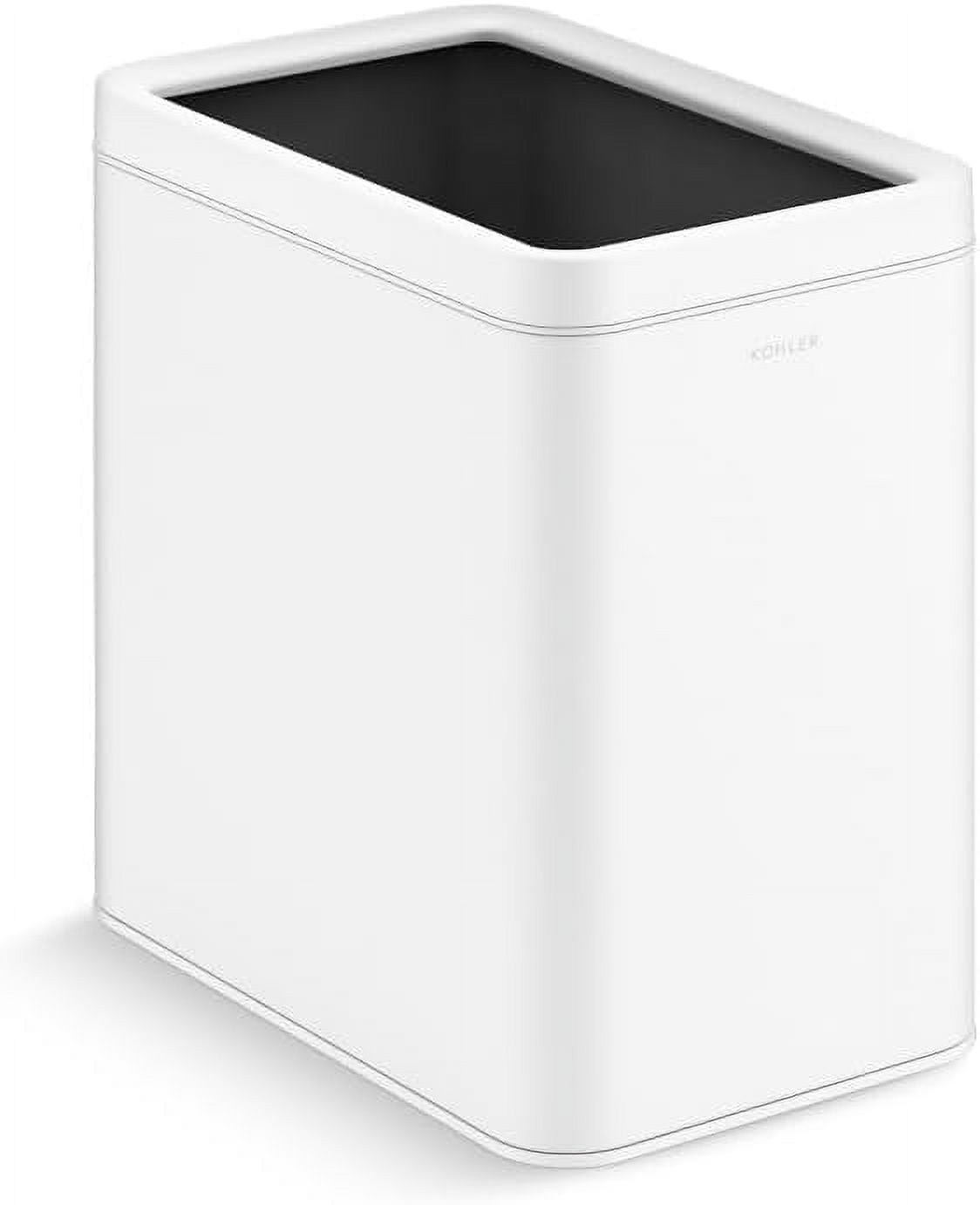 25-Liter White and Stainless Steel Open-Top Trash Can