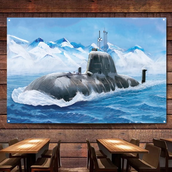K-335 Gepard Submarine Posters & Prints Tapestry Navy Battleship Weapons Military Art Banner Hanging Flag Canvas Painting Room Home Decor,38X57 inches