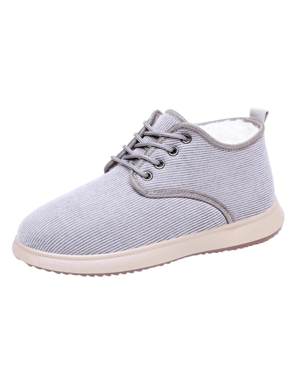 K-514 Gray Ladies Slip On Snow Boots For Fall Winter Warm Fur Lined Thick Sole Comfortable Casual Boots For Women