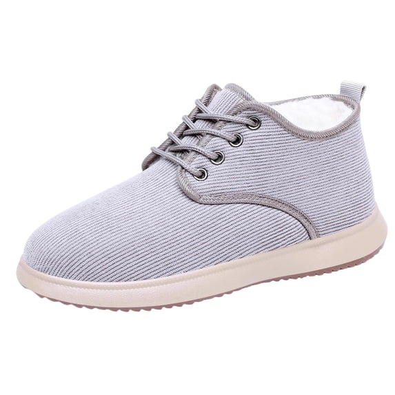 K-514 Gray Women Slip On Snow Boots Winter Fall Warm Fur Lined Thick Sole Comfortable Casual Boots For Ladies