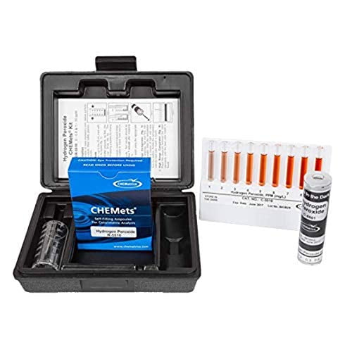 K-5510 CHEMets Hydrogen Peroxide Visual Test Kit, Ferric Thiocyanate, 0-0.8 ppm & 1-10 ppm Range, 30 Tests$$Garden & Patio