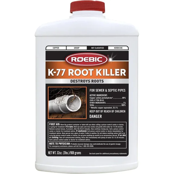 K-77 Root Killer: Clears Pipes, Stops New Growth, Works for Sewer and Septic Sys