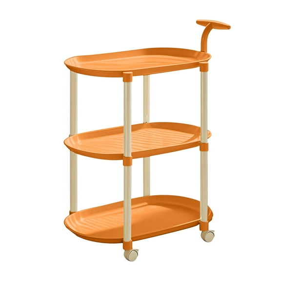 K-779 Orange Mobile Rolling Side Table With Wheels For Bedroom Living Room Small Spaces Storage Cart Organizer #00f0H