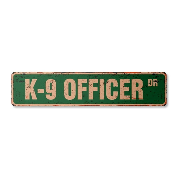 K-9 OFFICER Vintage Aluminum Street Sign dog police german shepherd k9 rustic metal tin | Indoor/Outdoor |  30" Wide