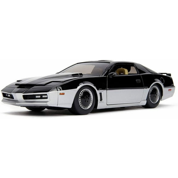 K.A.R.R. Black and Silver with Light Knight Rider (1982) TV Series Hollywood Rides Series 1/24 Diecast Model Car by Jada