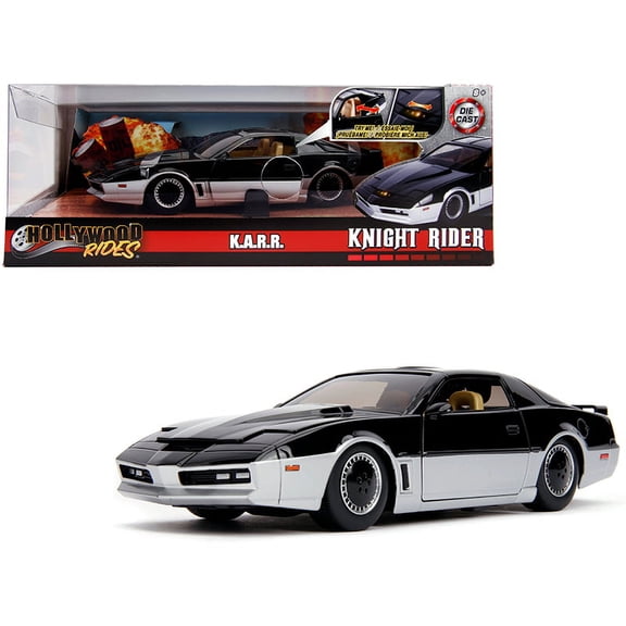 K.A.R.R. Black and Silver with Light "Knight Rider" (1982) TV Series "Hollywood Rides" Series 1/24 Diecast Model Car by Jada