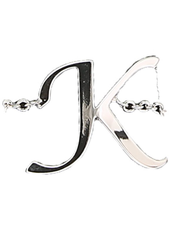 K - Adjustable Rhodium Plated Monogram Ring