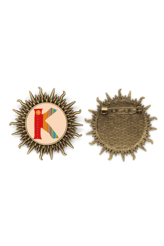 K Alphabet Orange Fruit Cute Pattern Metall Sonne Brosche Haken Pin