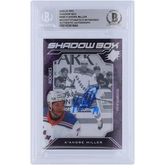 K'Andre Miller New York Rangers Autographed 2020-21 Upper Deck SPx Shawdow Box #SB-8 Beckett Fanatics Witnessed Authenticated Rookie Card - Fanatics Authentic Certified