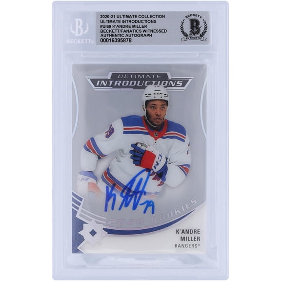 K'Andre Miller New York Rangers Autographed 2020-21 Upper Deck Ultimate Collection Introductions #UI-69 Beckett Fanatics Witnessed Authenticated 10 Rookie Card - Fanatics Authentic Certified