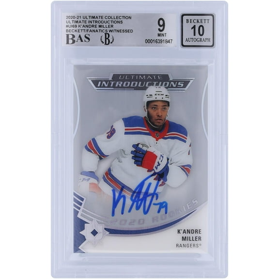 K'Andre Miller New York Rangers Autographed 2020-21 Upper Deck Ultimate Collection Introductions #UI-69 Beckett Fanatics Witnessed Authenticated 9/10 Rookie Card - Fanatics Authentic Certified
