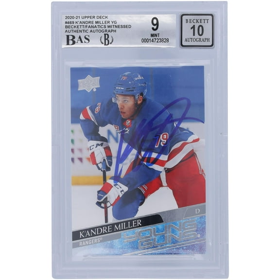 K'Andre Miller New York Rangers Autographed 2020-21 Upper Deck Young Guns 1 #469 Beckett Fanatics Witnessed Authenticated 9/10 Rookie Card - Fanatics Authentic Certified