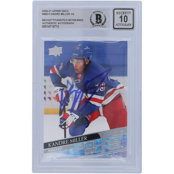 K'Andre Miller New York Rangers Autographed 2020-21 Upper Deck Young Guns #469 Beckett Fanatics Witnessed Authenticated 10 Rookie Card - Fanatics Authentic Certified