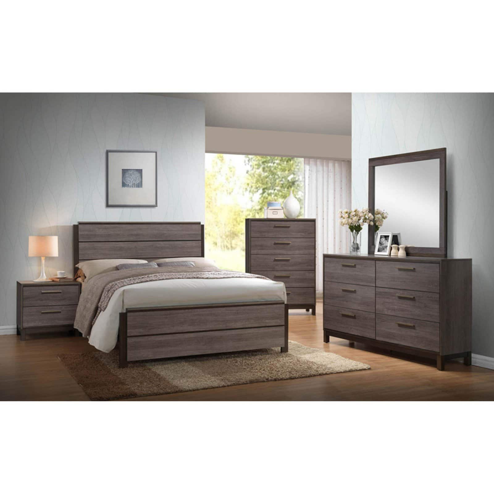 K&B Furniture Antique Grey Wood Nightstand