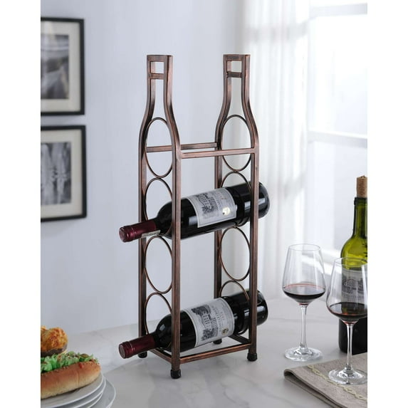 K&B Furniture Countertop Metal Wine Rack Storage Holder, Brushed Copper