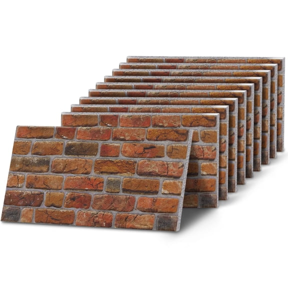 K&B Panels 3D Wall Panels, Rustic Brick Effect Styrofoam Wall Panelling Kit, Lightweight, Easy to Install, Dual Insulation to Reduce Acoustic Noise, Indoor & Outdoor (Rustic Aged Amber) (10 Panels)