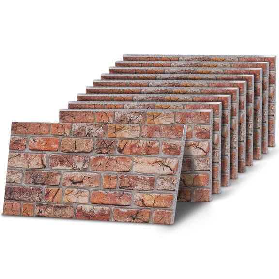 K&B Panels 3D Rustic Brick Effect Wall Panelling Kit - Rustic Tuscan Red - 10 pack