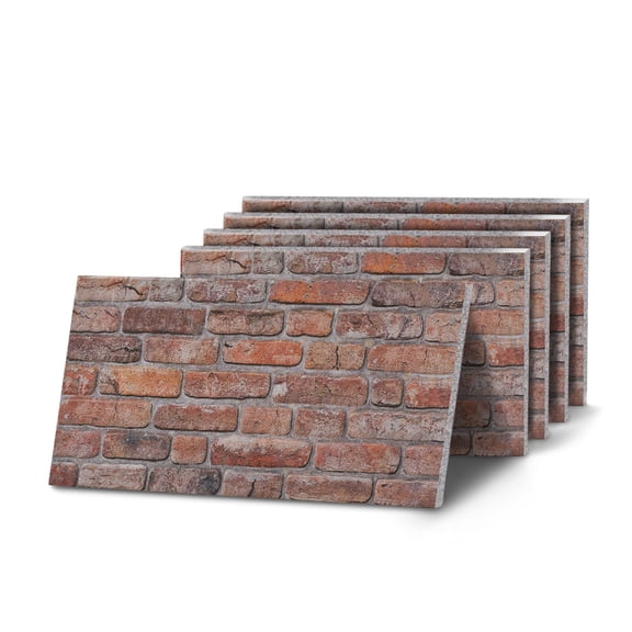 K&B Panels 3D Wall Panels, Rustic Brick Effect Styrofoam Wall Panelling Kit, Lightweight, Easy to Install, Dual Insulation Reduces Acoustic Noise, Indoor & Outdoor (Rustic Reclaimed Red) (5 Panels)