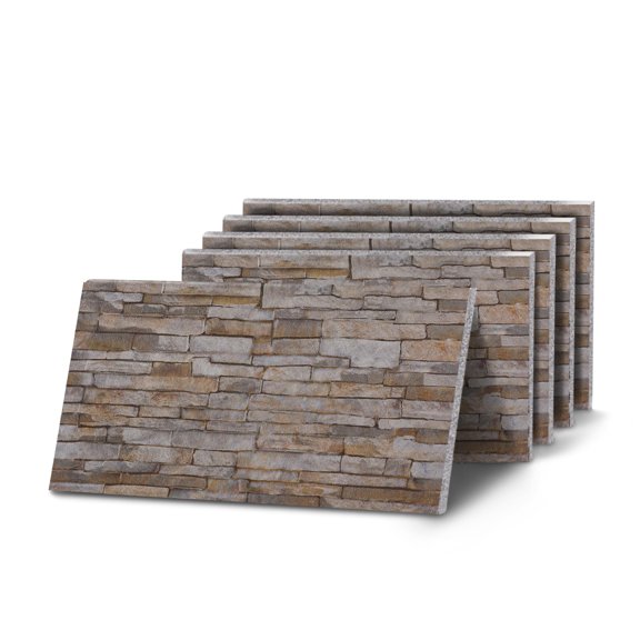 K&B Panels 3D Wall Panels, Slate Effect Styrofoam Wall Panelling Kit, Lightweight,Easy to Install, Dual Insulation to Reduce Acoustic Noise, Indoor & Outdoor (Slate Natural Cream) (5 Panels)