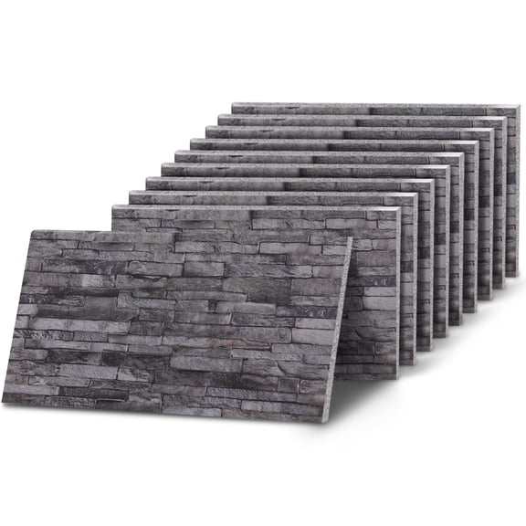 K&B Panels 3D Wall Panels, Slate Effect Styrofoam Wall Panelling Kit, Lightweight, Easy to Install, Dual Insulation to Reduce Acoustic Noise, Indoor & Outdoor (Slate Charcoal) (10 Panels)