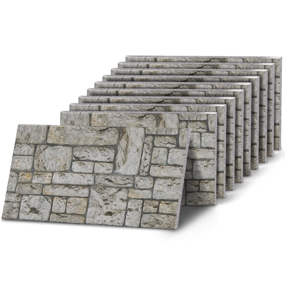 K&B Panels 3D Wall Panels, Stone Effect Styrofoam Wall Panelling Kit, Lightweight, Easy to Install, Dual Insulation to Reduce Acoustic Noise, Indoor & Outdoor (Fieldstone) (10 Panels)