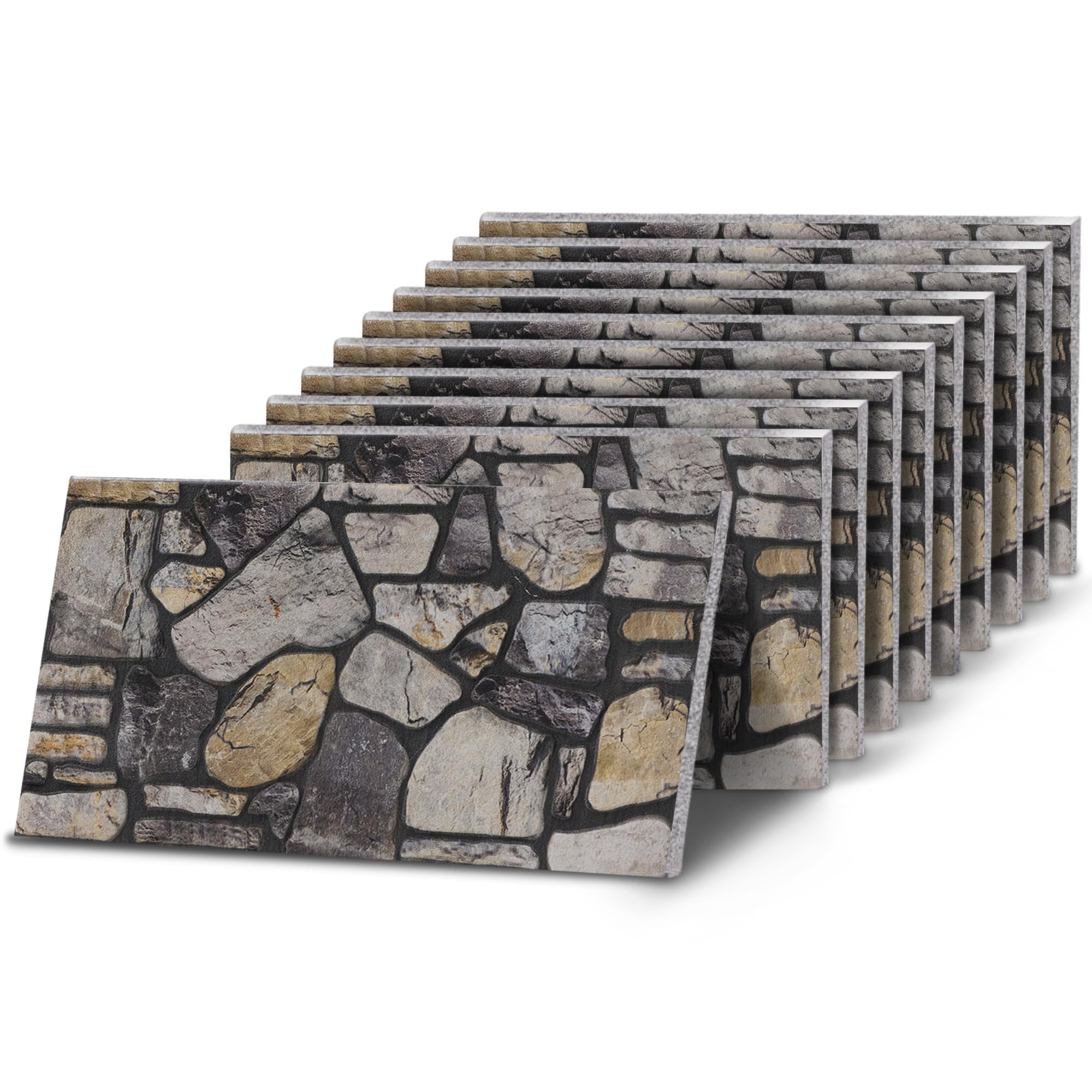Panelling Effect K&B Panels 3D Stone Effect Wall Panelling Kit - Cobblestone River Grey ...