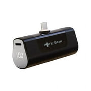 K-BERN "Snap-in"  Portable 5000mAh Battery Charger Compatible with newer Samsung, Pixel, Android and Most USB-C Devices. No More Dangling Wires. (USB-C Black)