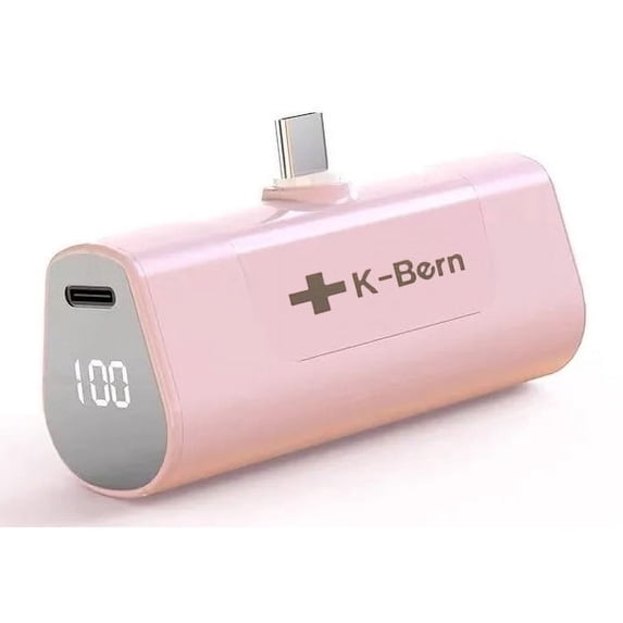 K-BERN "Snap-in" Portable 5000mAh Battery Charger Compatible with iPhone, AirPods & Most Lightning Devices. No More Dangling Wires. (Lightning Pink)
