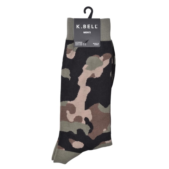 K. Bell Men`s Crew Socks - Extended Sizes Available, KBMS15H017-01, 10-13