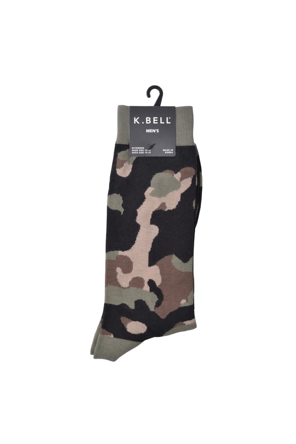 K. Bell Men`s Crew Socks - Extended Sizes Available, KBMS15H017-01, 10-13