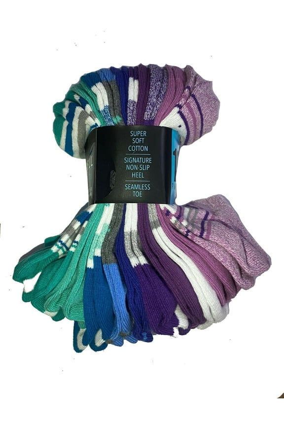 K.Bell NO SHOW FIT 10 PAIRS/PACK WOMEN'S SOCKS SHOE SIZE 5.5-10 Size: 5.5-10, Color: Mulberry Asst
