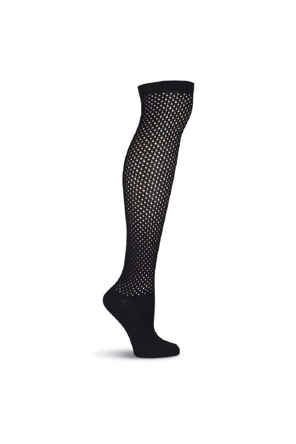 K. Bell Super Soft Pointelle Over the Knee Socks, Black, Sock Size 9-11/Shoe Size 4-10, 1 Pair